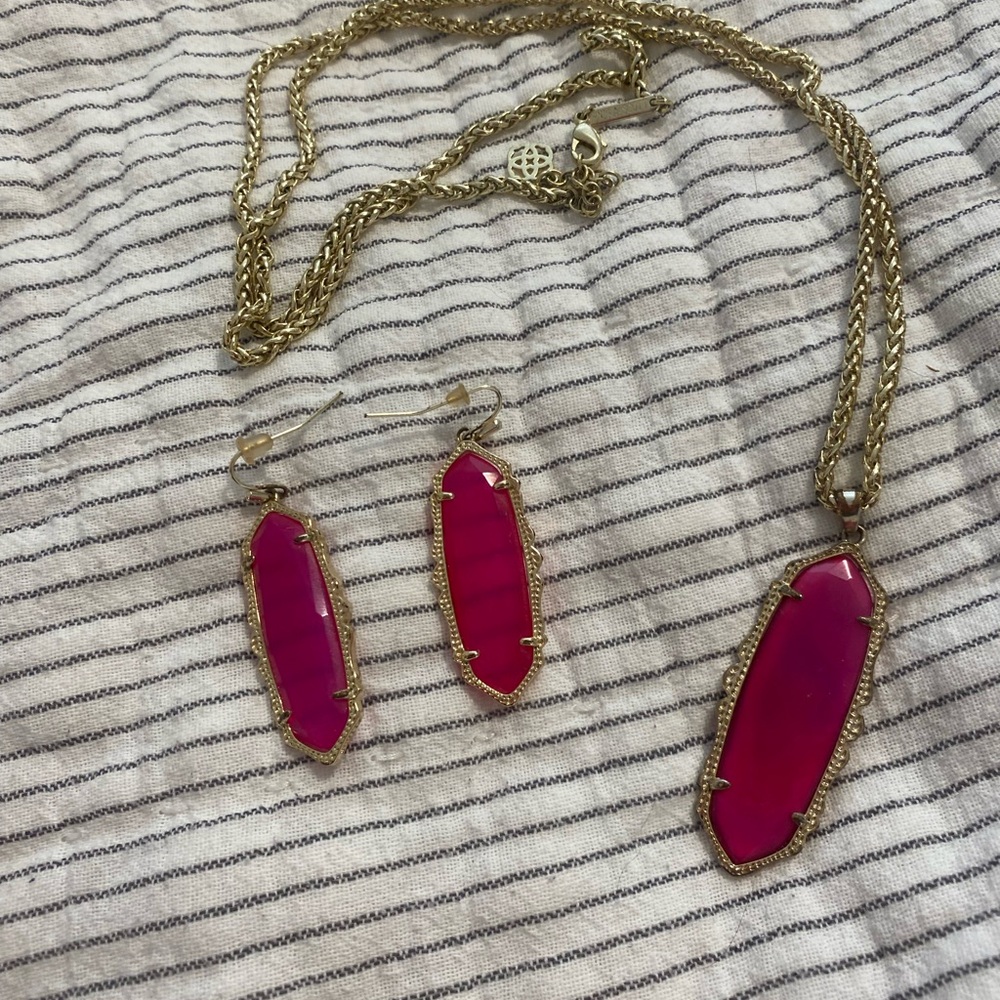 Kendra Scott Gold and Pink Jewelry Set
